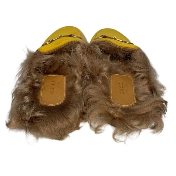 Gucci Princetown Velvet & Lamb Fur Slipper Horsebit Mule Loafer Flats EU 38 US 8 - Picture 7 of 9